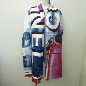 CHANEL シルクスカーフ ストール ショール 大判 フリンジ ココマーク 車柄 ロゴ マルチカラー 1016