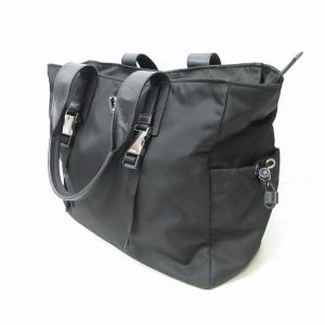 PRADA 2VG042 ファブリック トートバッグ サフィアーノレザー×テスートナイロン 三角プレート