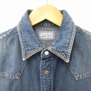 BLUE BLUE JAPAN デニム コンチョ ウエスタンシャツ ジャケット 長袖 リボン装飾 インディゴ染め インディゴブルー 1 約S 1028 STK