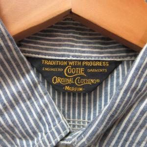 COOTIE ストライプ シャツ カジュアルシャツ 長袖 青 ブルー系 白 ホワイト M 1028 STK