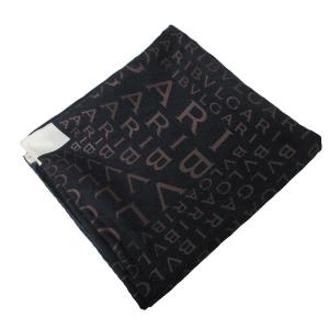 BVLGARI スカーフ ストール 総柄 シルク イタリア製 ダークグレー 1018