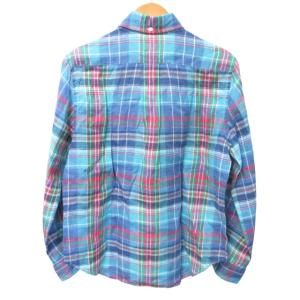 RALPH LAUREN リネン ボタンダウンシャツ BD カットソー 長袖 チェック柄 ポニーロゴ マルチカラー 175 M 1127 WY