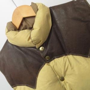 Rocky Mountain FeatherBed オリジナル 70s ヴィンテージ ダウンベスト ジャケット レザーヨーク イエロー ブラウン 38