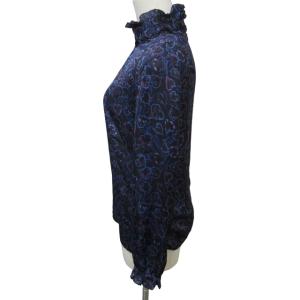 Leilian 美品 ブラウス シャツ メロー加工 ハート柄 総柄 長袖 紫 パープル 11 約L 1116 IBO44