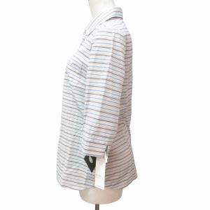 Leilian タグ付 シャツ ブラウス カットソー ボーダー柄 五分袖 マルチカラー 9 約M 1112 IBO44