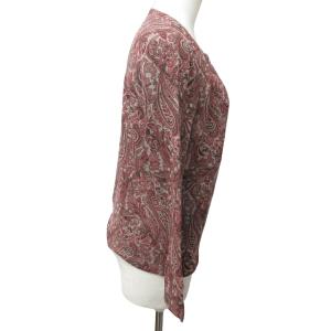 Leilian タグ付き カットソー Tシャツ ペイズリー柄 ストレッチ有 長袖 赤 レッド 9 M-L 1110 IBO44