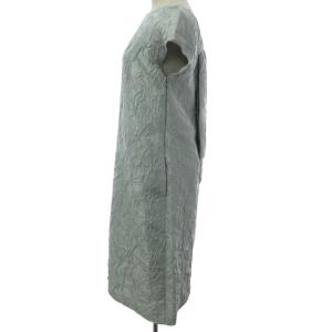 ADORE 近年モデル ワンピース ドレス シルク混 花柄ジャカード ロング丈 フレンチスリーブ 水色系 ライトブルー系 38 約S-M