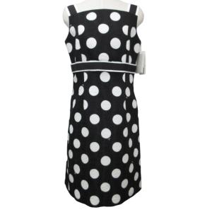 タグ付 近年モデル ワンピース 膝丈 水玉柄 ドット柄 FS-911133 黒 白 42 約L-XLサイズ IBO44 1109