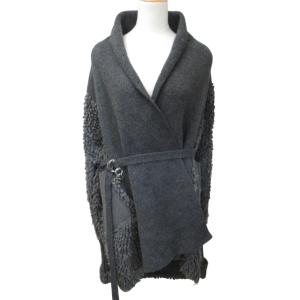 カーディガン ニット ウール混 モヘア混 ショールカラー オーバーサイズ イタリア製 グレー 灰 XS 1111