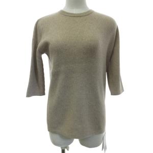 タグ付 22AW カシミヤ リブニット セーター クルーネック ベージュ F 1027