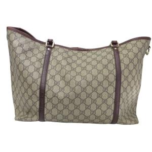 GUCCI トートバッグ ハンドバッグ 肩掛け PVC×レザー GGキャンバス ベージュ ブラウン