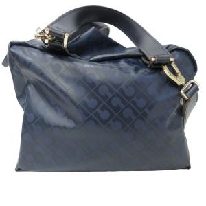 GHERARDINI 美品 ソフティ DEEPA ショルダーバッグ ハンドバック ナイロン×レザー 2WAY GHSB05730 総柄 紺 ネイビー