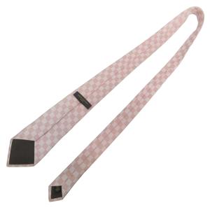 LOUIS VUITTON ダミエ ネクタイ フォーマル ビジネス 総柄 イタリア製 シルク100% ピンク 1103