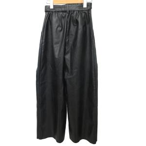 CLANE 美品 近年モデル WIDE TUCK LEATHER PANTS フェイクレザーパンツ 15110-7011 黒 ブラック