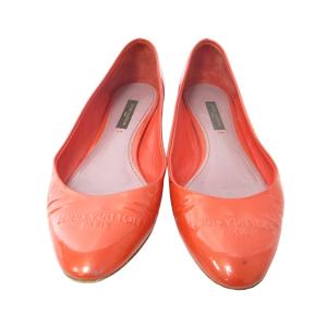 LOUIS VUITTON フラットシューズ バレエシューズ パンプス エナメル オレンジ系 34 約21.5?p 1103