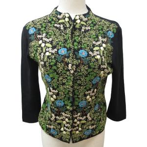 近年モデル カーディガン ジャケット 花刺繍 黒 ブラック M 1104