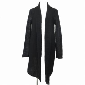 美品 モヘヤ ロングケープカーディガン ニットコート 黒 ブラック Mサイズ 1104
