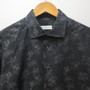 ETRO 美品 ドレスシャツ 柄シャツ イタリア製 長袖 ダークグレー 約M 1104