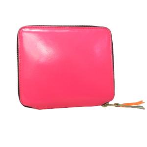 COMME des GARCONS 美品 箱付 SUPER FLUO スパーフロー ネオンカラー 二つ折り財布 レザー SA2100SF クレイジーパターン ピンク