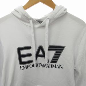 EMPORIO ARMANI EA7 パーカー フーディー スウェット ロゴ 6KPM62 ストレッチ有 長袖 白 ホワイト M 1217 AL12