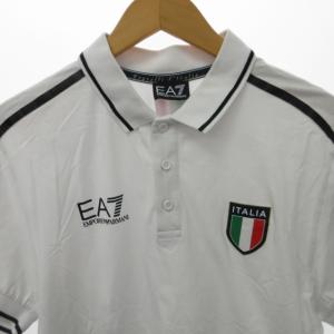 EMPORIO ARMANI EA7 ポロシャツ カットソー イタリアロゴ 3HPF91 半袖 白 ホワイト M 1216 AL12