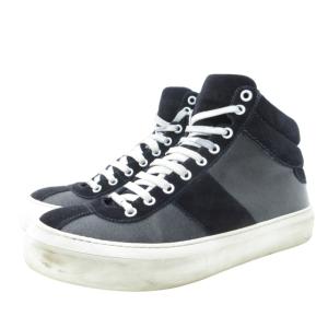 JIMMY CHOO スニーカー ジャーマントレーナー 靴 スエード切替 ロゴプレート ネイビー 紺 40 約25cｍ 1220 GY26