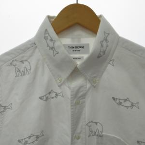 THOM BROWNE BDシャツ ボタンダウンシャツ 刺繍総柄 MWL272E 長袖 白 ホワイト 1 M 1220 GY26