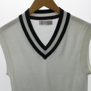 BRUNELLO CUCINELLI 美品 ニットベスト プルオーバー ノースリーブ イタリア製 白 ホワイト 46 約M 1222