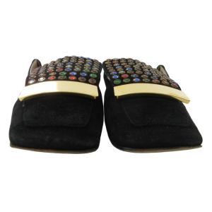 Sergio Rossi ビジューローファー スリッポン レザーシューズ 革靴 スエード 黒 ブラック 36 約21.5cm 1224