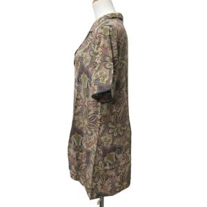 ETRO 美品 総柄チュニック 半袖 ベージュ系 42 約XLサイズ 0121 IBO46