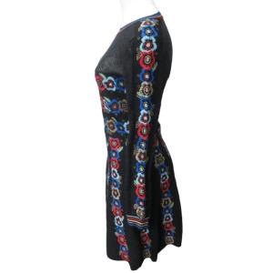 VALENTINO フラワーニットワンピース ミニドレス 総柄 花柄 シアー シースルー ブラック 黒 Sサイズ1230 STK