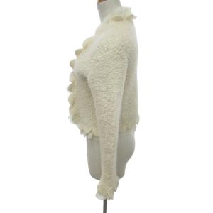 CHANEL カシミヤフリルカーディガン ロゴプレート 36 ホワイト