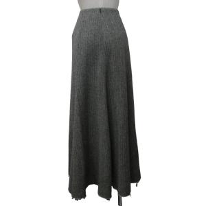 MADISONBLUE 美品 スカート ウール ロング フレア ヘリンボーン カットオフ加工 フリンジ グレー 灰色 1 約Sサイズ MB154-6004