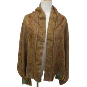 ETRO 美品 ストール ショール スカーフ ペイズリー柄 シルク混 茶系 ブラウン 0104 WY