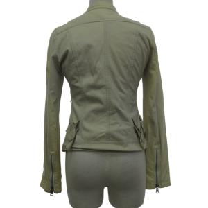 GIORGIO BRATO レザージャケット ライダース ブルゾン 斜めジップ 裏地レース アイボリー 40 約Lサイズ 0108 IBO46