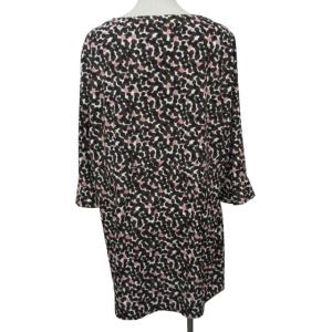 Leilian 長袖 チュニック スクエアネック カットソー 総柄 ドット 17 約XL IBO46 0116