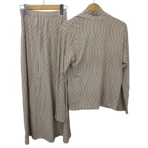 JURGEN LEHL セットアップ ストライプ波柄 スカート カットソー コットン ベージュ IBO46 0116