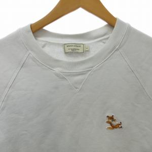 Maison Kitsuné チラックスフォックス パッチ クラシック スウェットシャツ  トレーナー ロゴ刺? GU00342KM0002 長袖 白 ホワイト