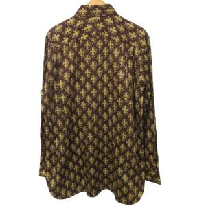 Needles 新品同様 23AW ピンホールレギュラーカラーエドワードシャツ ブラウン 茶 イエロー 黄 Lサイズ NS225 0109