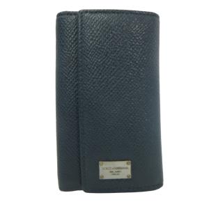 キーケース 鍵入れ 二つ折り ロゴプレート レザー ネイビー 紺 0112 IBO46