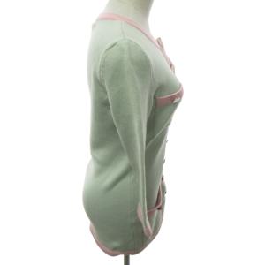 FOXEY NEW YORK カーディガン ジャケット バイカラー ノーカラー 水色 ピンク ブルー系 38 約Mサイズ 0111  IBO46