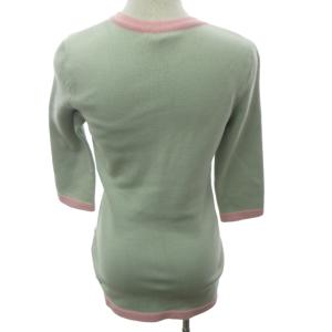 FOXEY NEW YORK カーディガン ジャケット バイカラー ノーカラー 水色 ピンク ブルー系 38 約Mサイズ 0111  IBO46