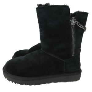 UGG australia ムートンブーツ ショートブーツ チェーンファスナー 黒 ブラック US6 23cm 0118 IBO46