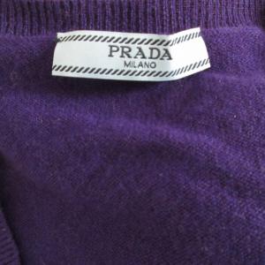 PRADA カシミヤ ニット セーター カシミヤ100％ Vネック パープル 紫 40 約M 0116