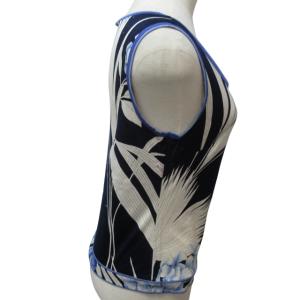 LEONARD FASHION カットソー ブラウス タンクトップ 花柄 青 白 紺 Mサイズ 0116 IBO46
