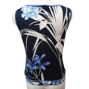 LEONARD FASHION カットソー ブラウス タンクトップ 花柄 青 白 紺 Mサイズ 0116 IBO46