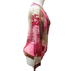 LEONARD FASHION カーディガン ジャケット 総柄 シルク混 ピンク Mサイズ 0116 IBO46