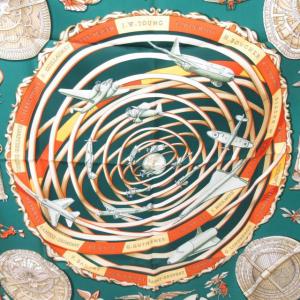 HERMES スカーフ ストール シルク 総柄 グリーン 緑 WY 0119