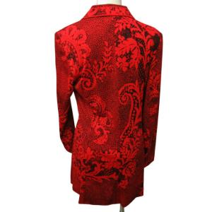 LEONARD FASHION 美品 シャツジャケット ブレザー ブラウス 3B 総柄 長袖 赤 黒 レッド ブラック Mサイズ0130 IBO47