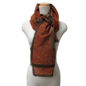 GIVENCHY 美品 大判スカーフ ストール 総柄 ウールシルク 茶 ブラウン 0201